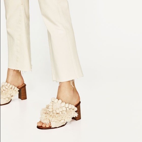 zara pom pom mules